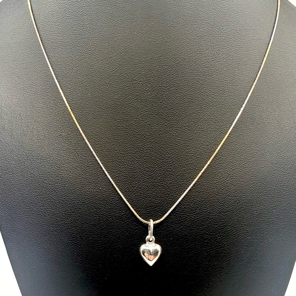 Elegant 925 Silver Heart Pendant & 925 Tricolored Necklace NWOT